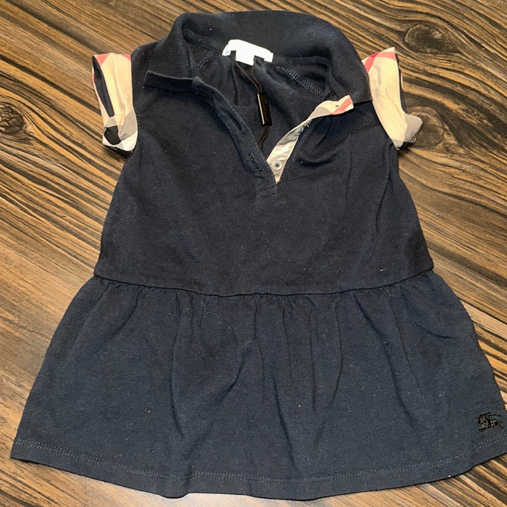 BURBERRY Cali Smocked Raglan Polo Dress, Navy 2Y